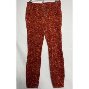 Pilcro Women's Orange Paisley Skinny Jeans